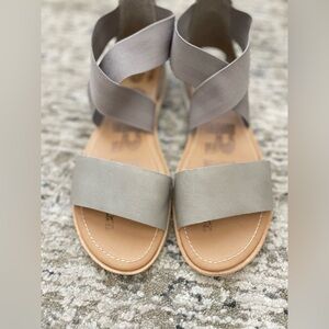 Sorel Ella II Sandals Womens Size 8.5 Eva Footbed Leather Ash Brown